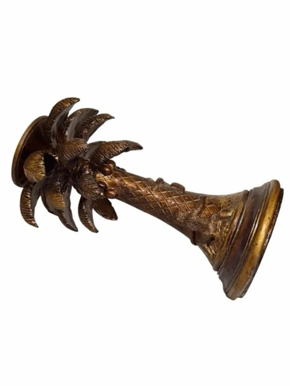Home Elements Bronze Monkeys Climbing Palm Tree Ceramic Pillar Candle Holder
